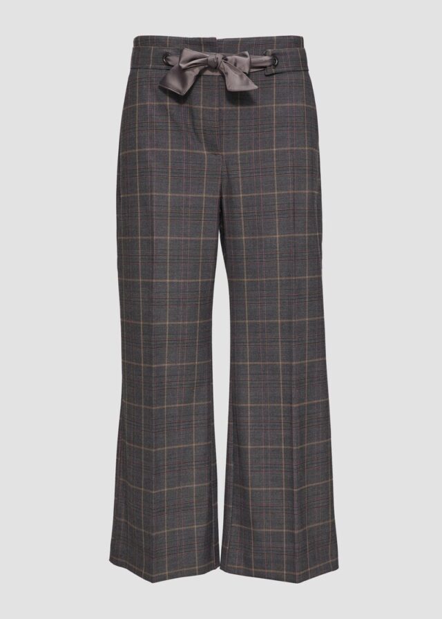 Karierte Culotte mit Bindegürtel