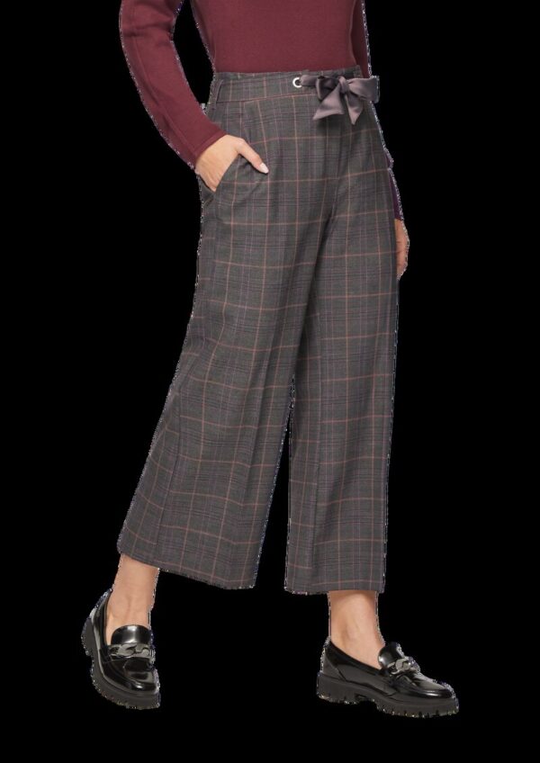 Karierte Culotte mit Bindegürtel