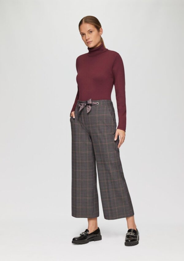 Karierte Culotte mit Bindegürtel