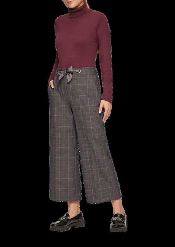 Karierte Culotte mit Bindegürtel