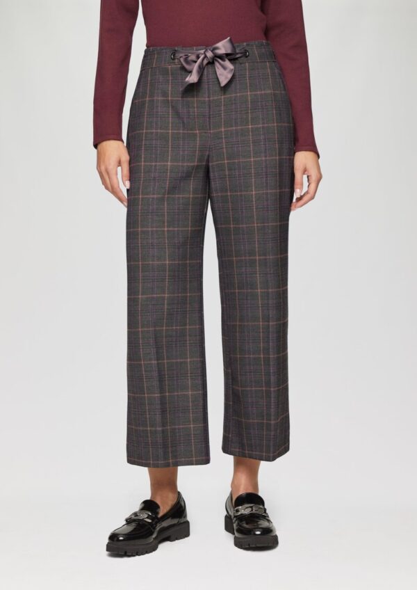 Karierte Culotte mit Bindegürtel