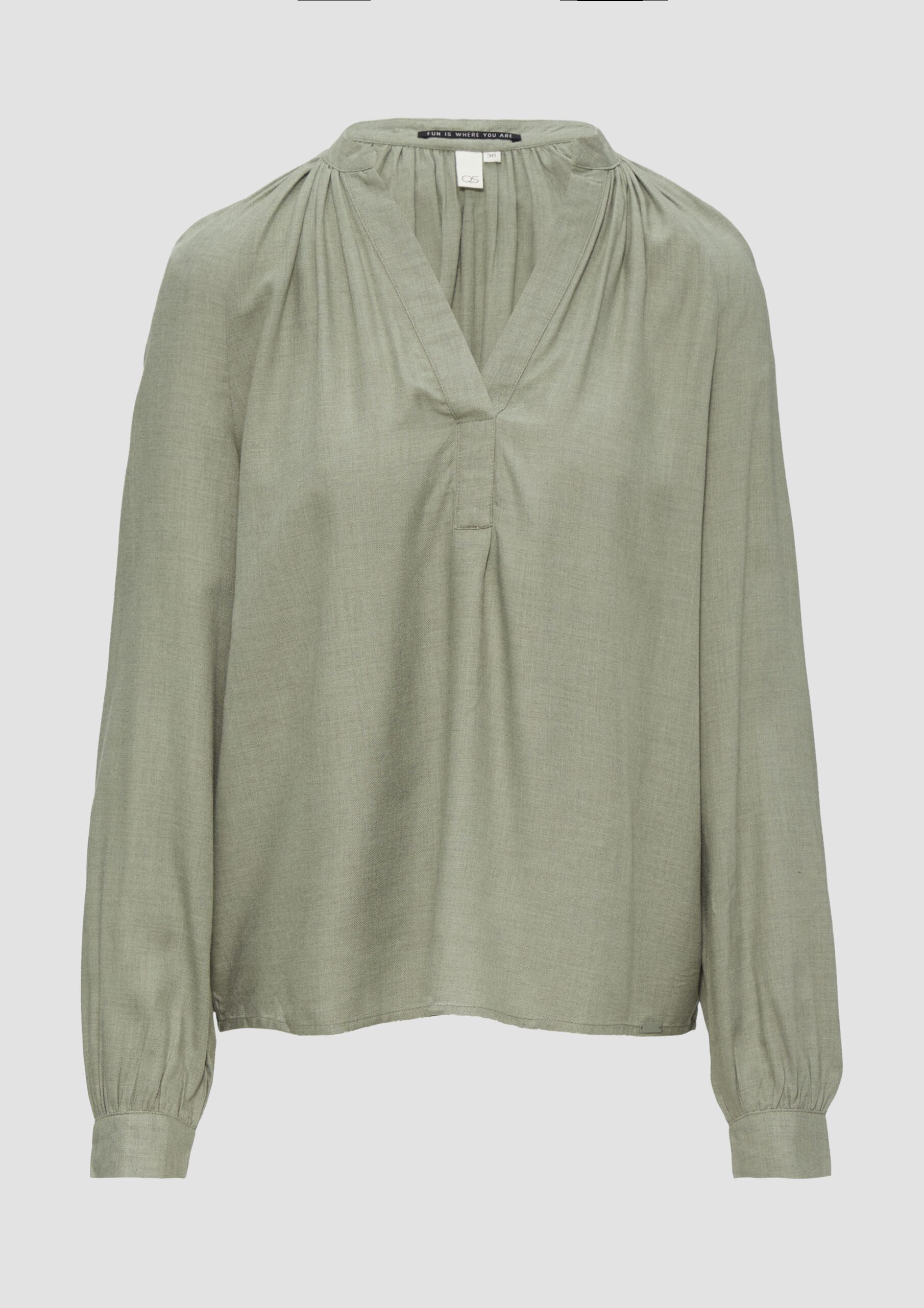 Melierte Viskosebluse mit Raffung