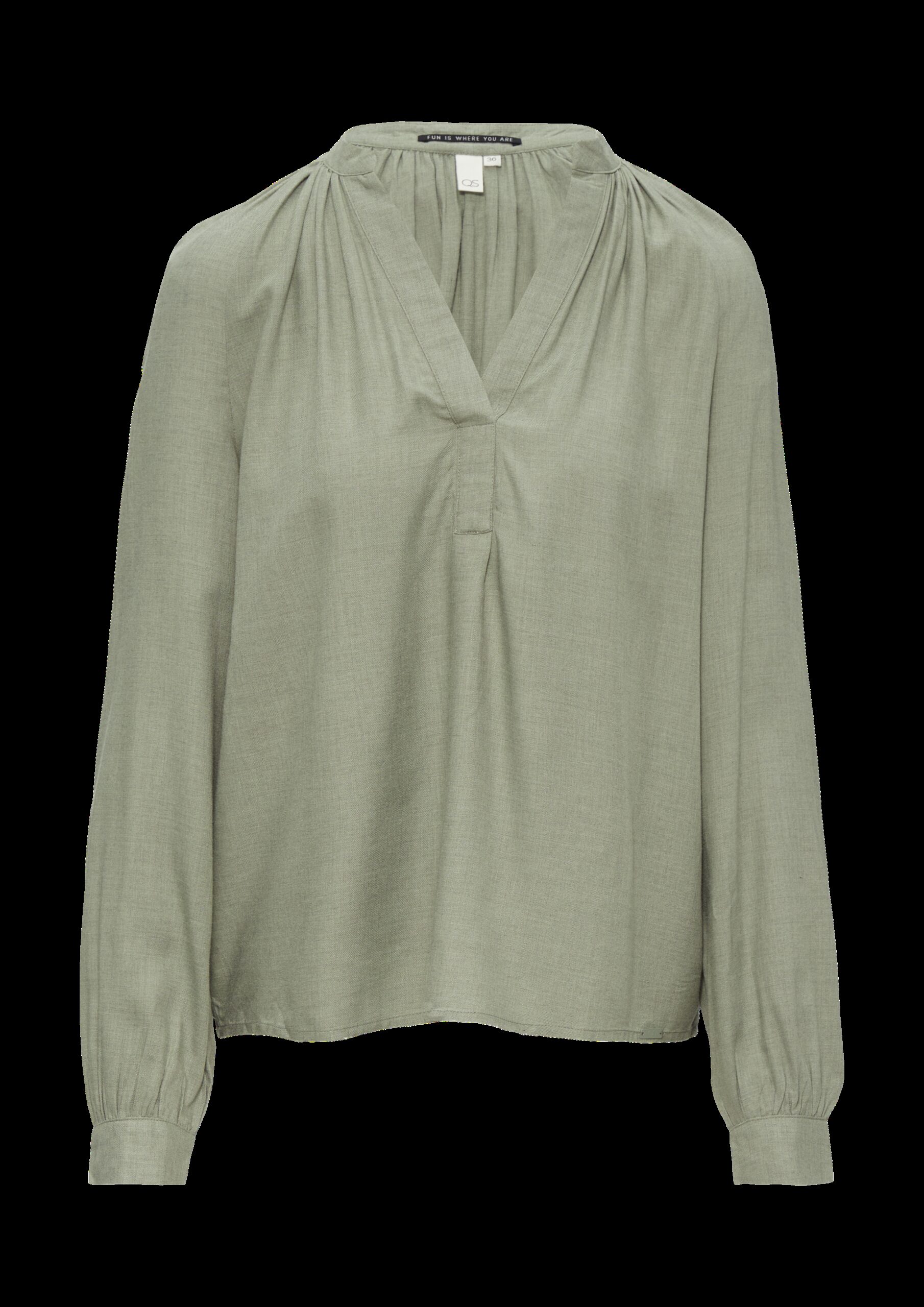 Melierte Viskosebluse mit Raffung