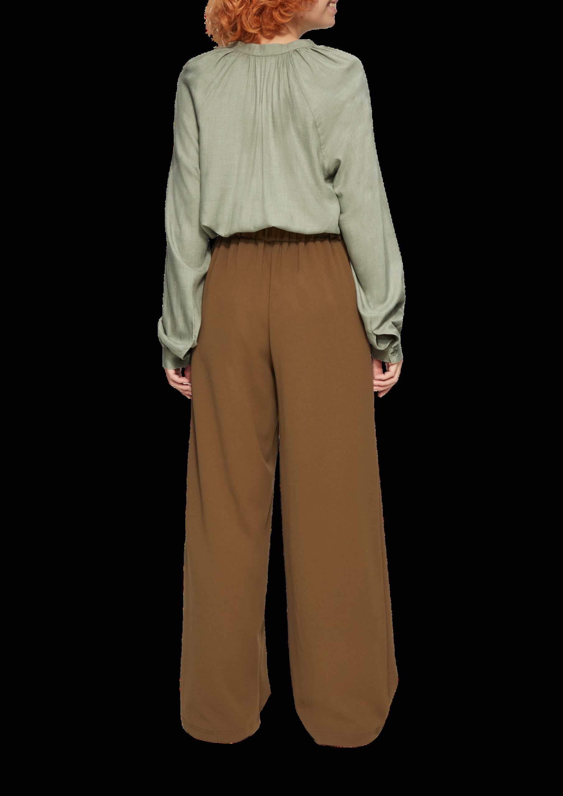 Melierte Viskosebluse mit Raffung