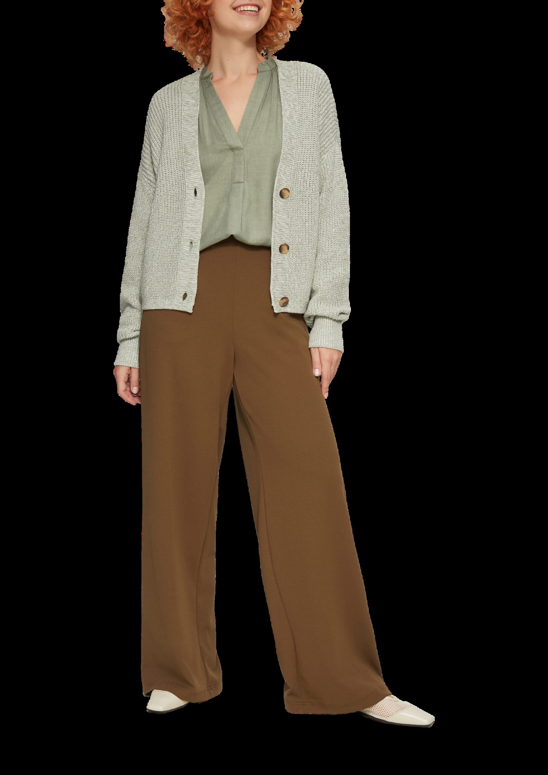 Melierte Viskosebluse mit Raffung