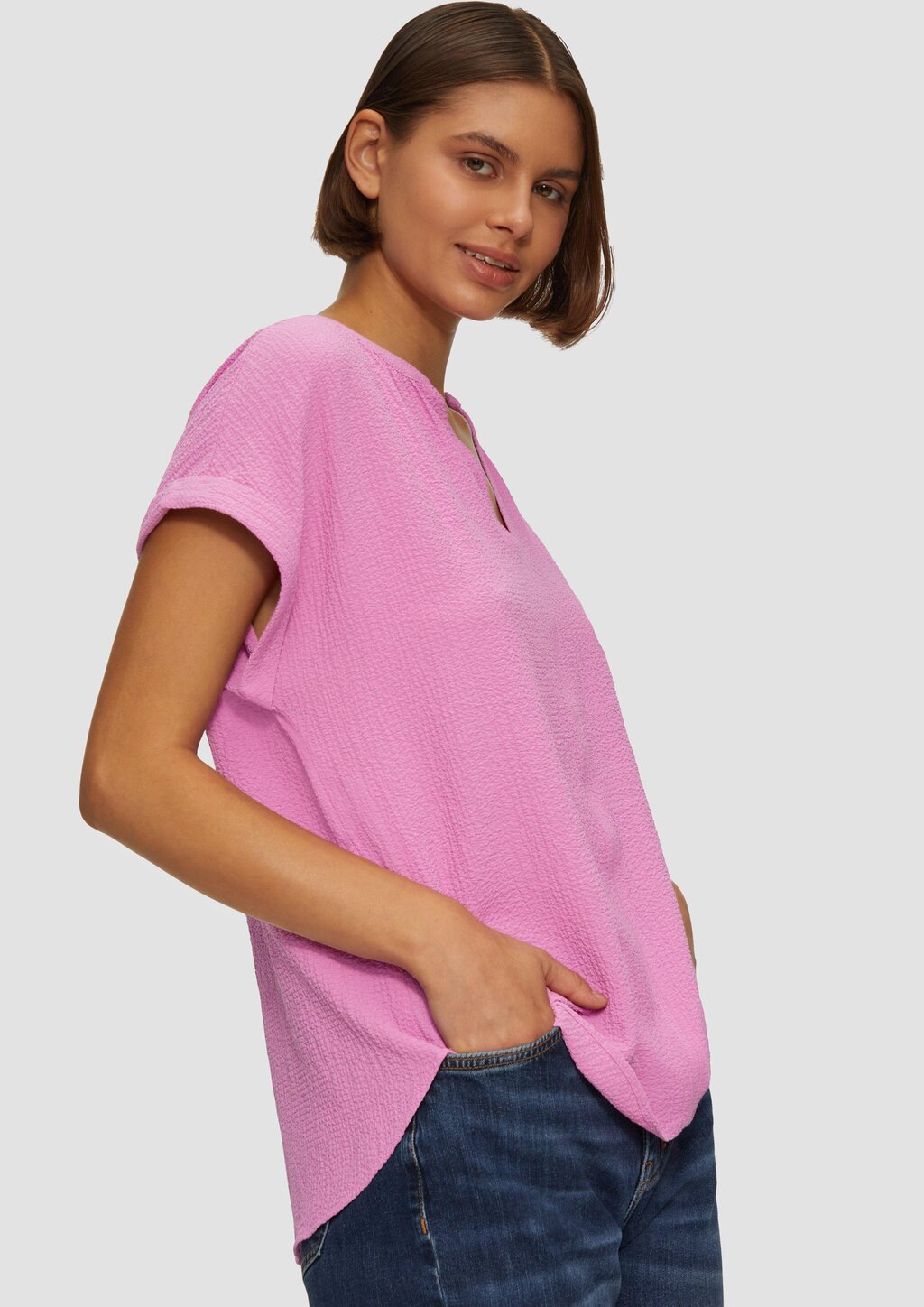 Locker geschnittene Bluse mit Struktur