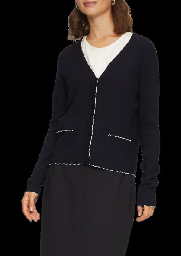 Strickjacke mit V-Ausschnitt und Kontrastnähten