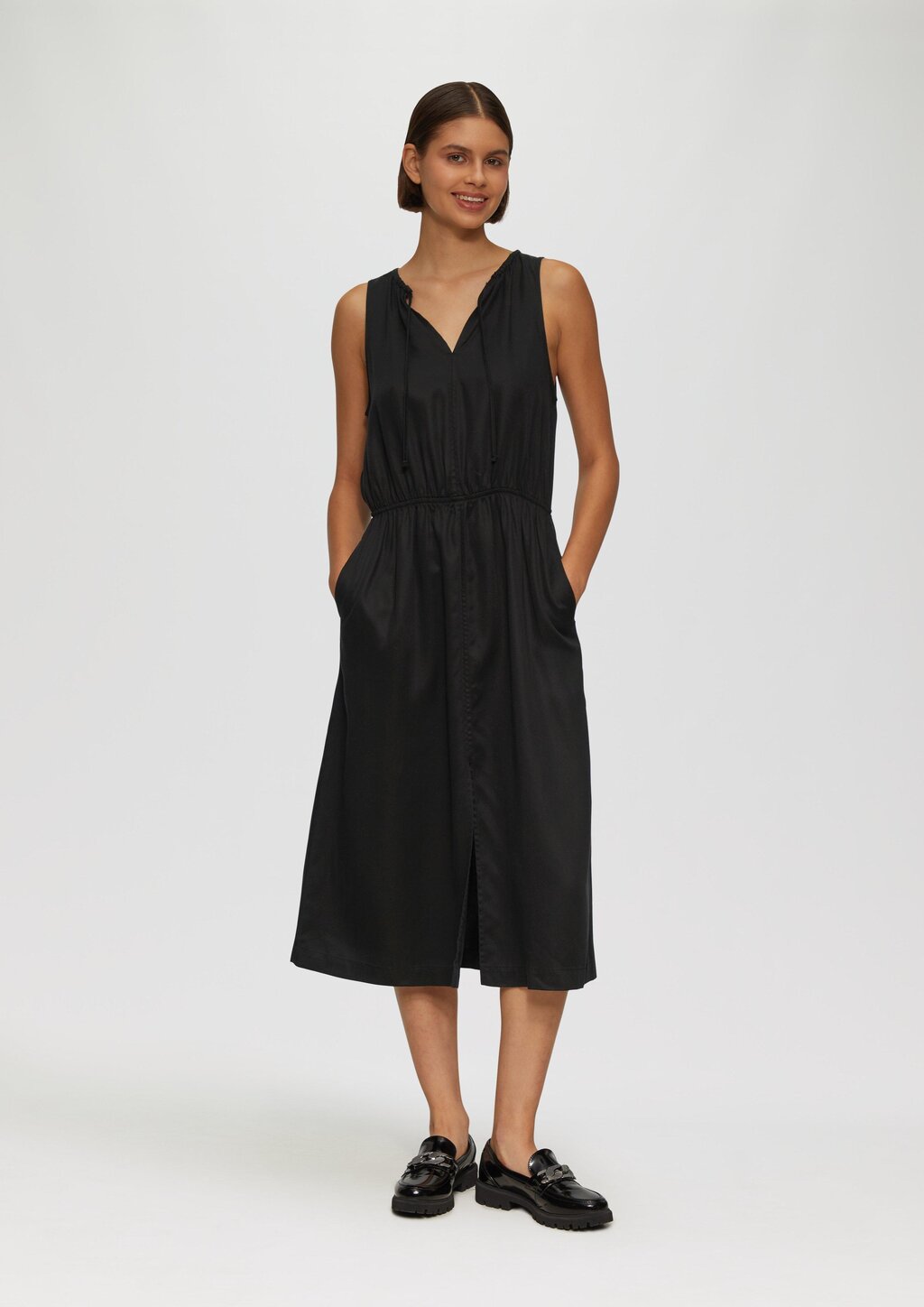 Midi-Kleid aus Lyocell mit Gummizug