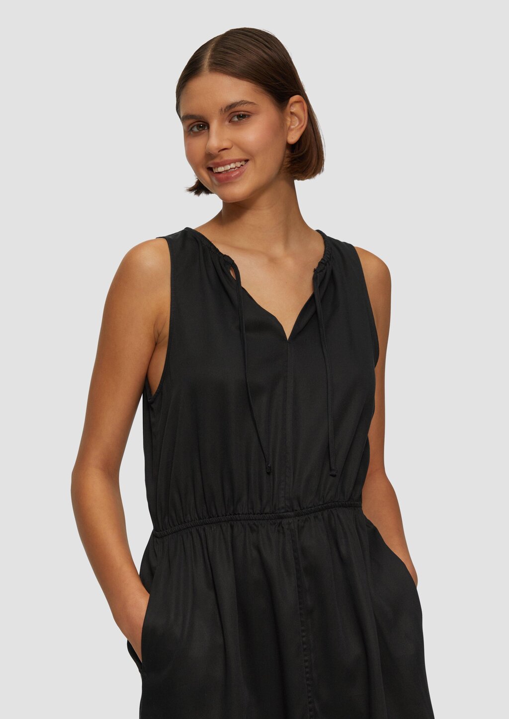 Midi-Kleid aus Lyocell mit Gummizug