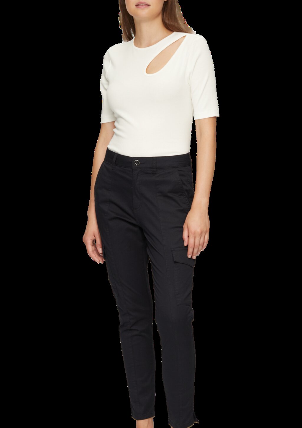 Elastisches Rippshirt mit Cut-out