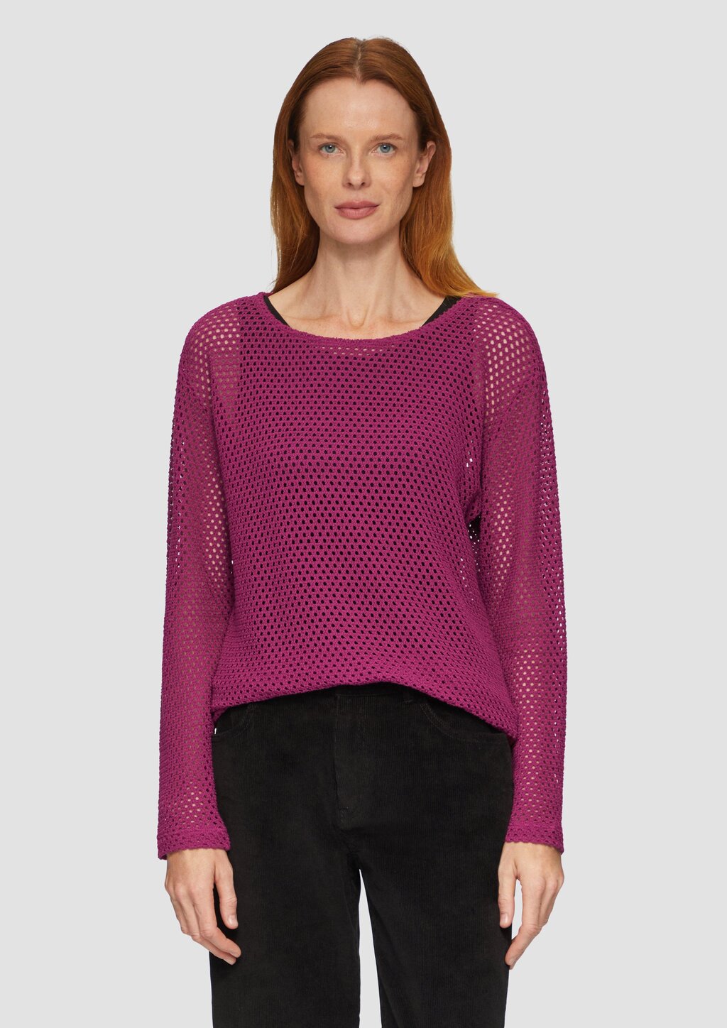 Langarmshirt aus Ajour-Jersey