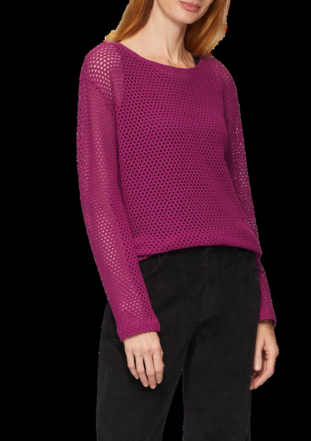 Langarmshirt aus Ajour-Jersey