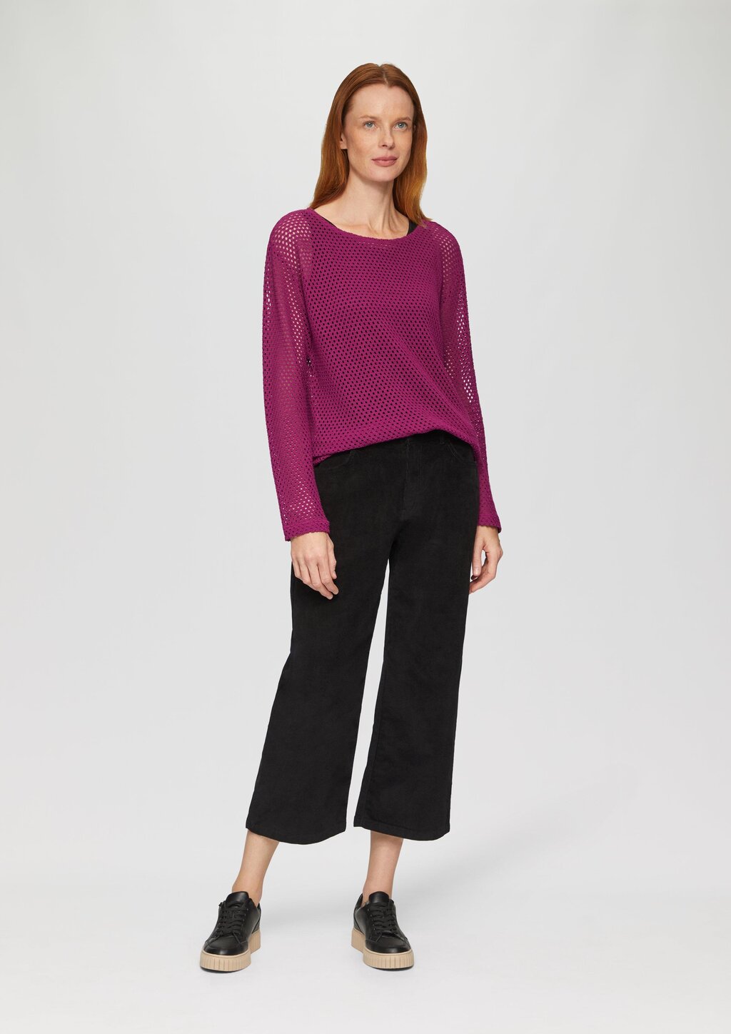 Langarmshirt aus Ajour-Jersey
