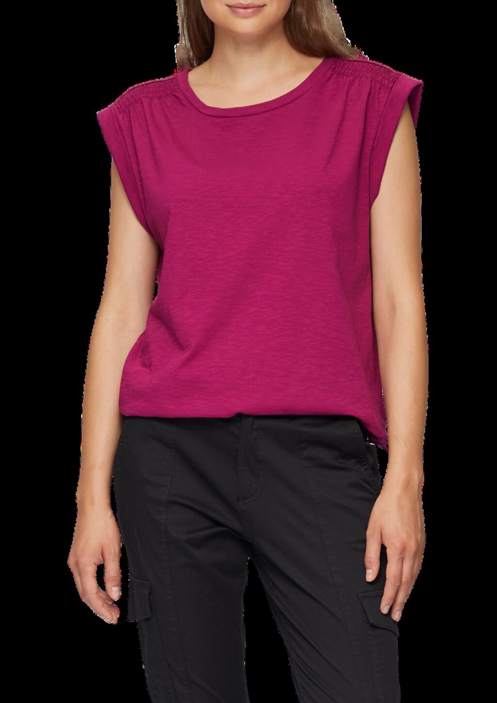 Ärmelloses Flammgarnshirt mit Smok-Details