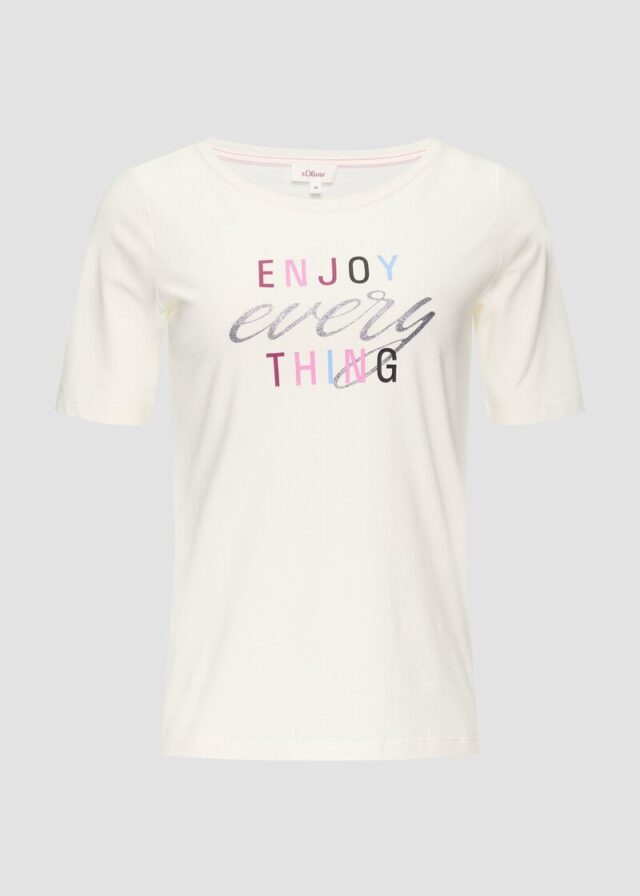 T-Shirt im Slim Fit mit Glitzer-Print