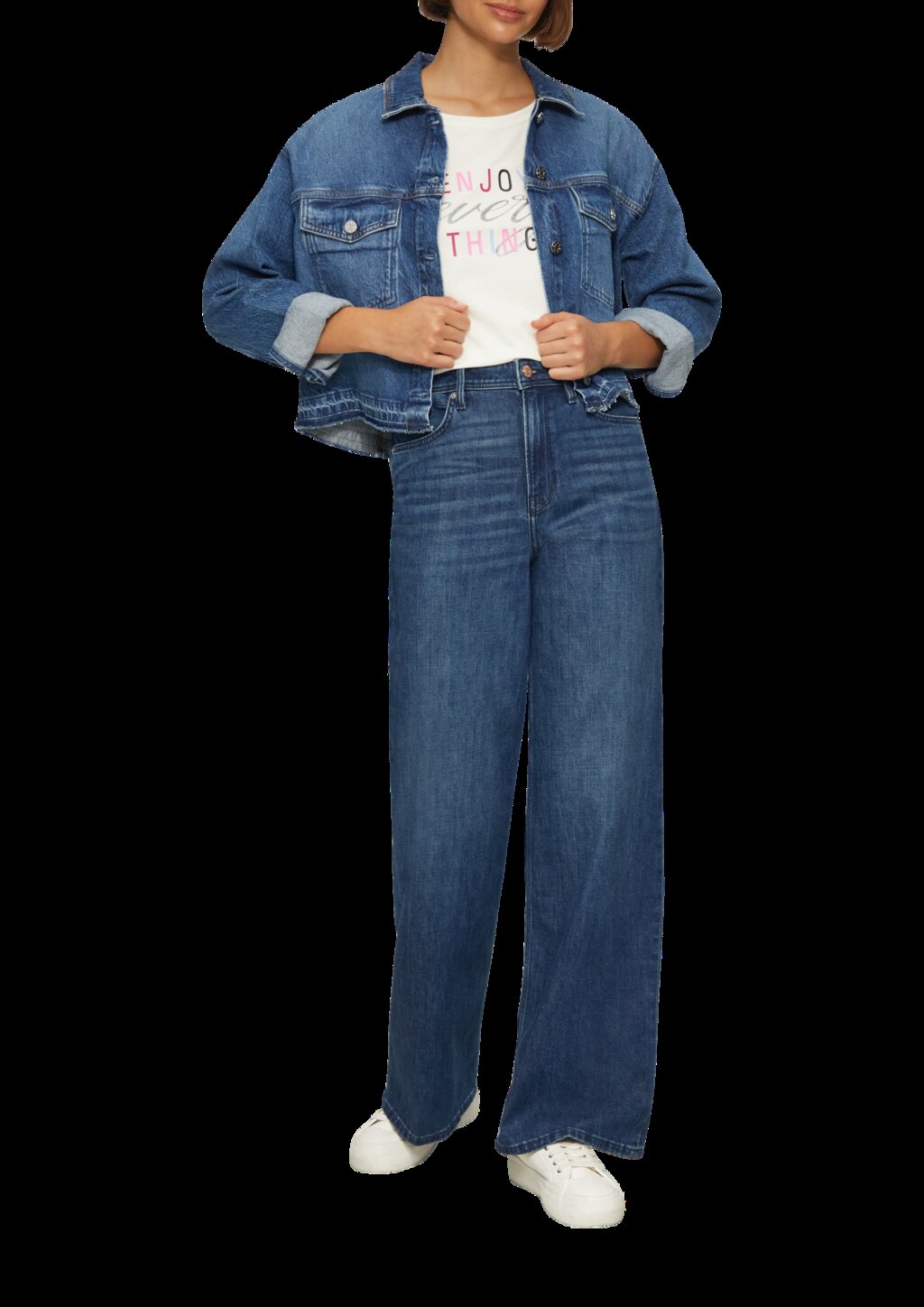 T-Shirt im Slim Fit mit Glitzer-Print