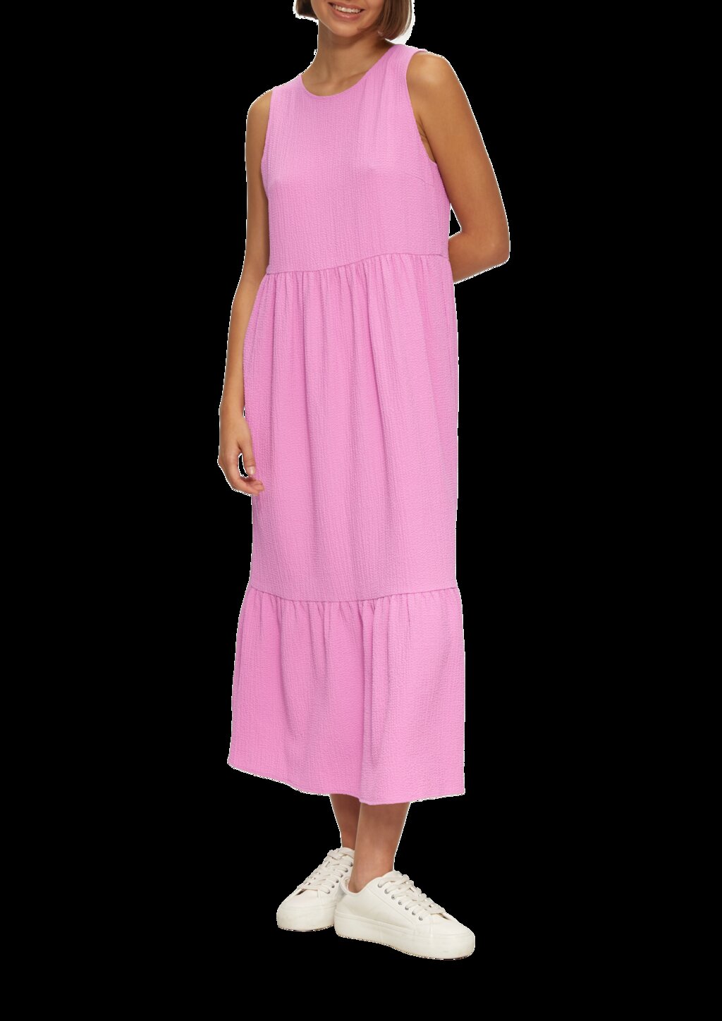 Volants-Kleid mit Crêpe-Struktur