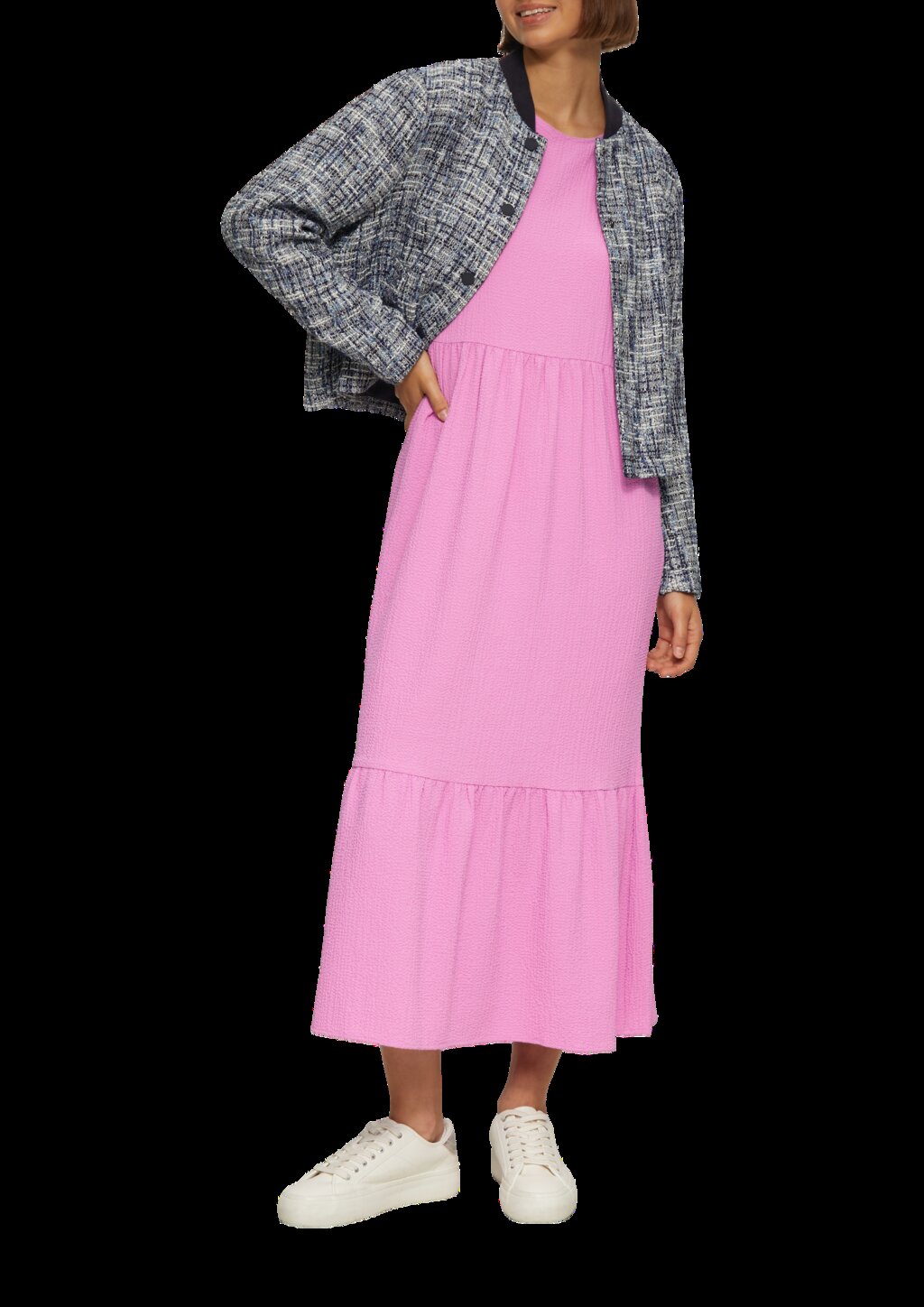 Volants-Kleid mit Crêpe-Struktur