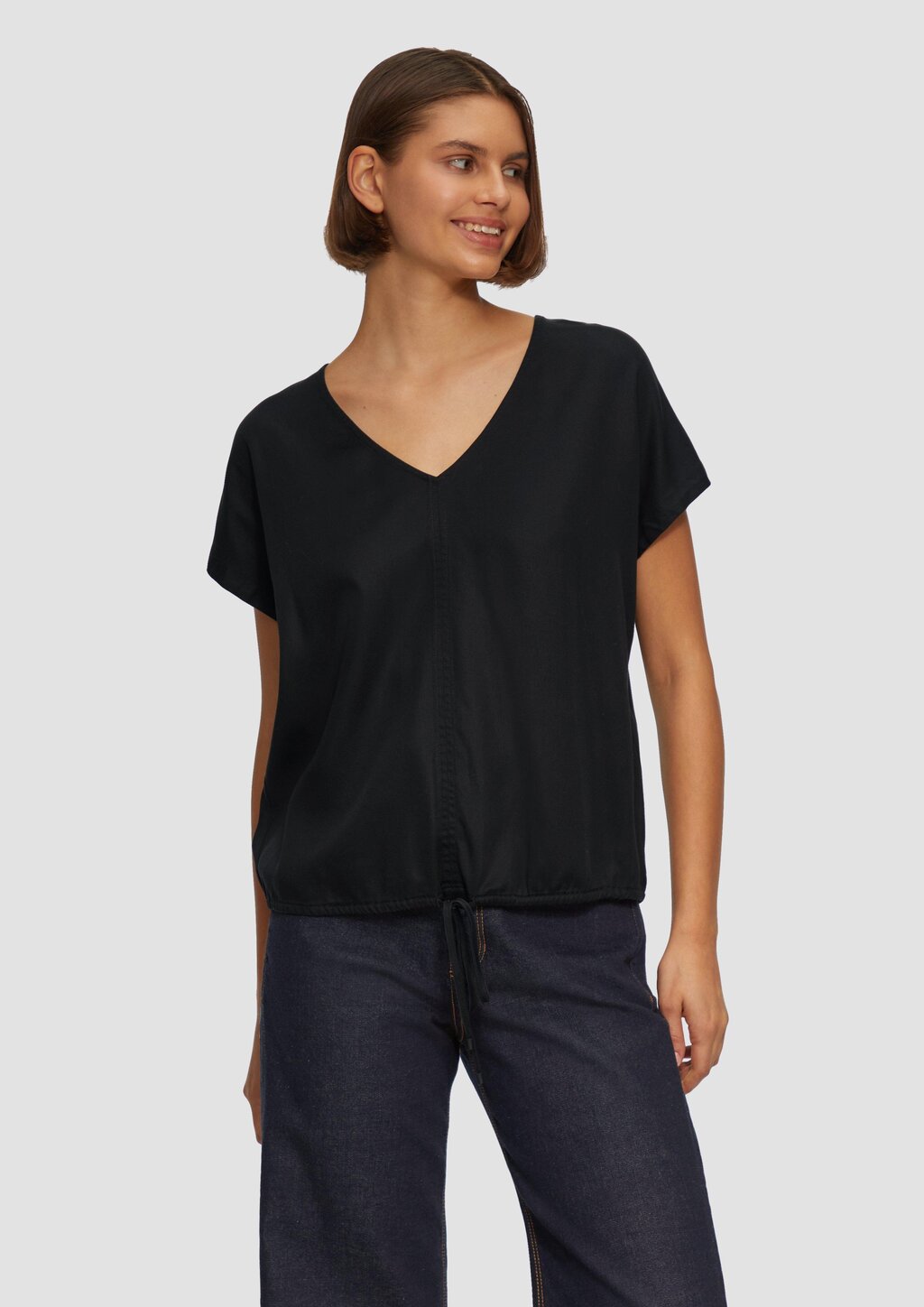 Fließende Bluse aus Lyocell mit Tunnelzug