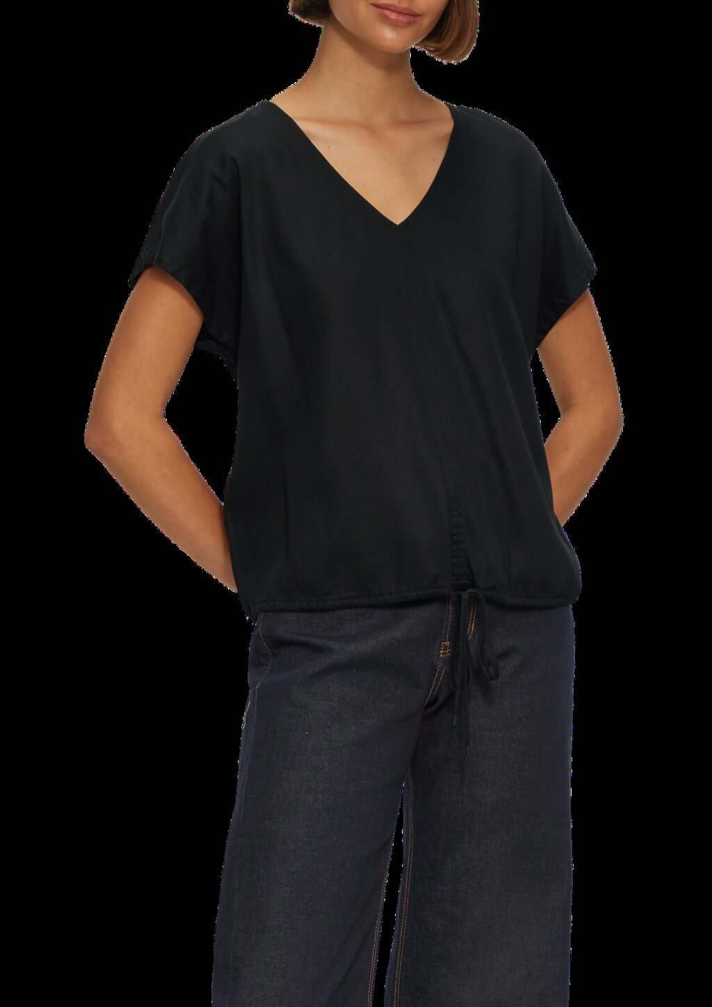 Fließende Bluse aus Lyocell mit Tunnelzug