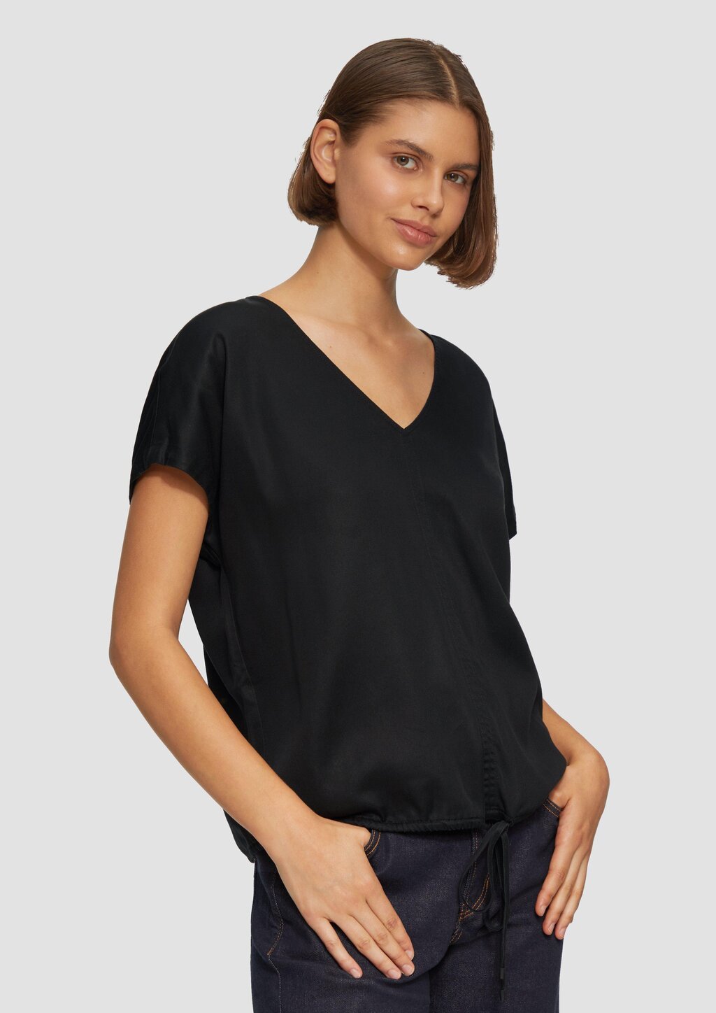 Fließende Bluse aus Lyocell mit Tunnelzug