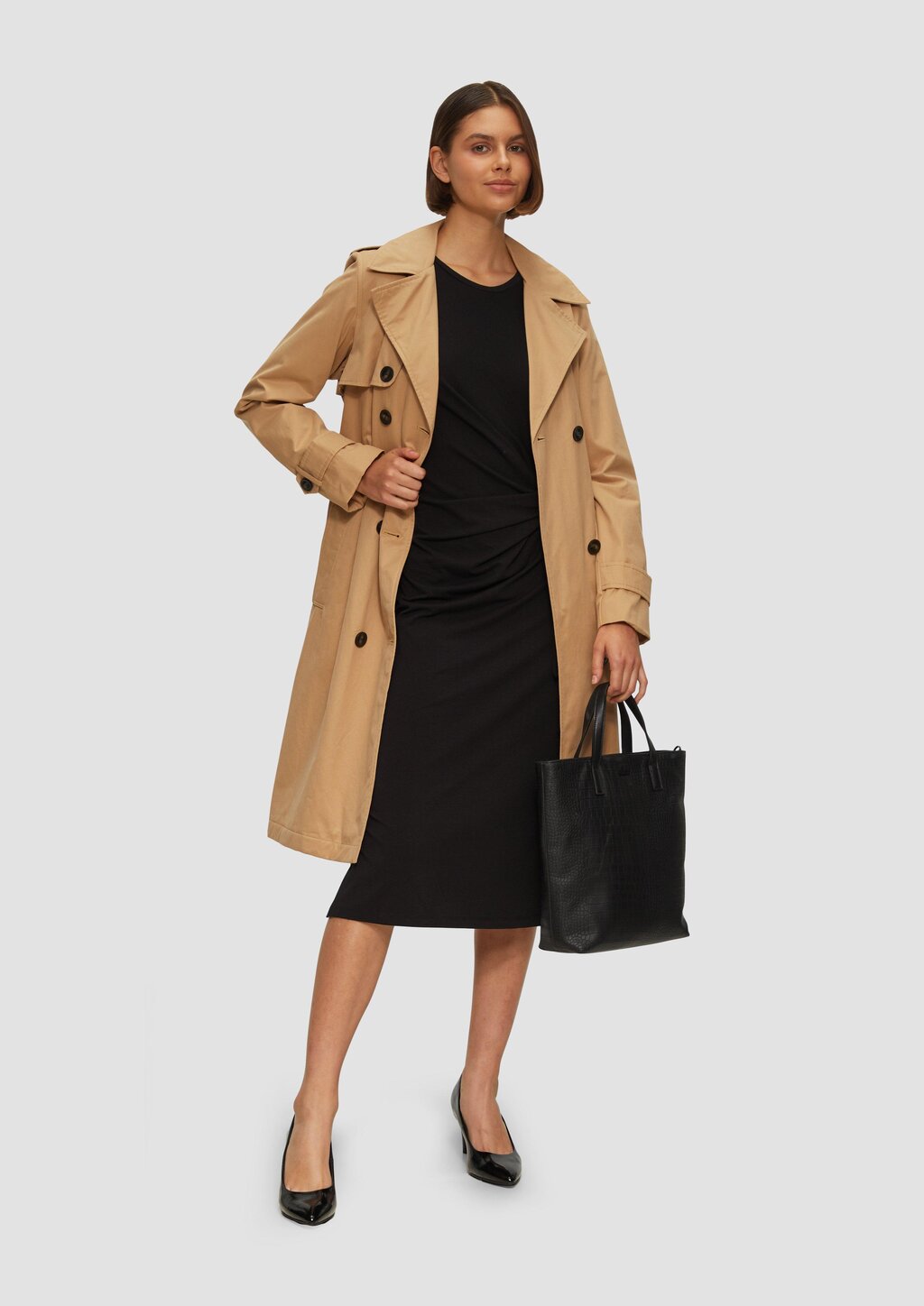 Midikleid aus Baumwollstretch mit Knotendetail