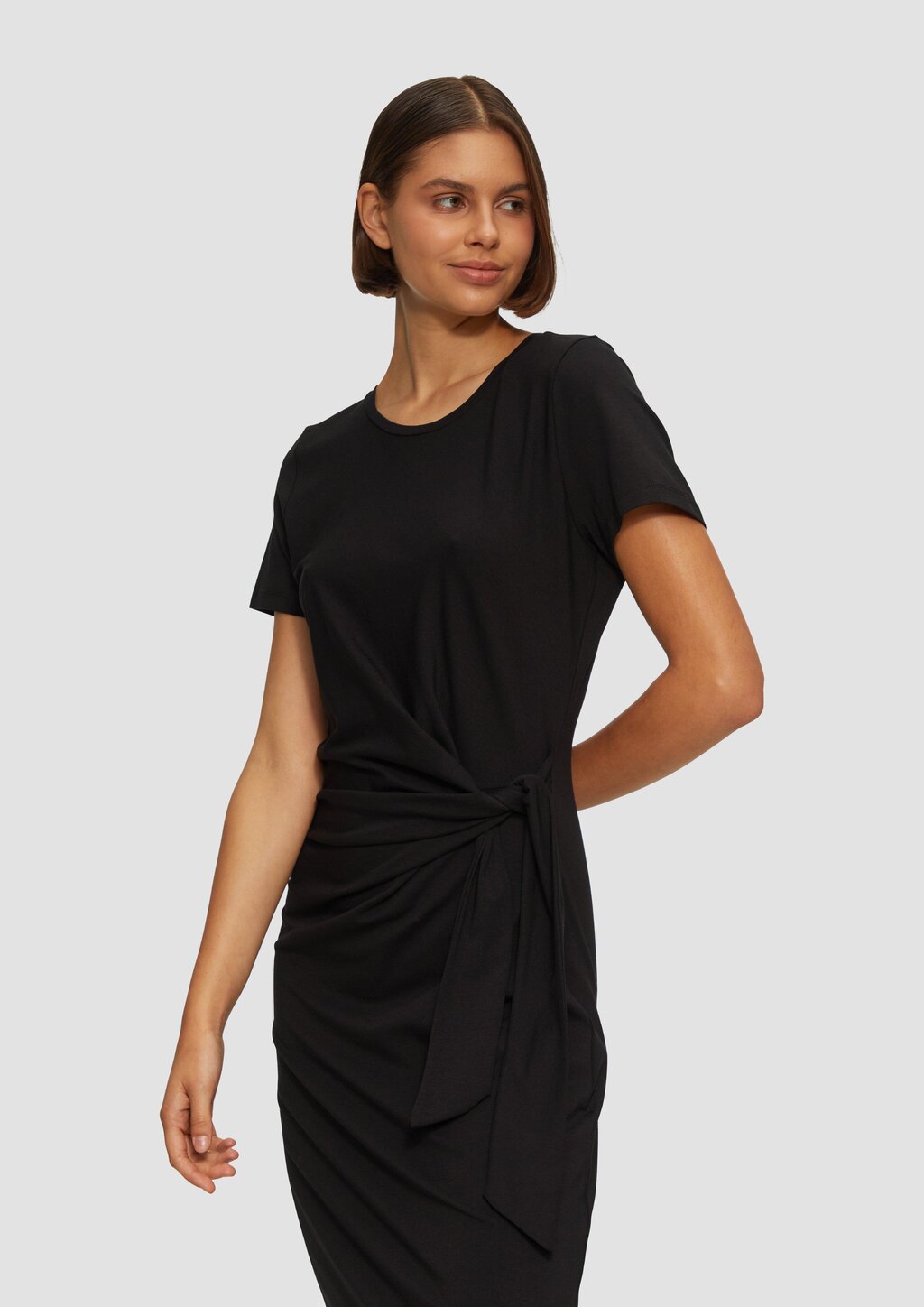 Midikleid aus Baumwollstretch mit Knotendetail