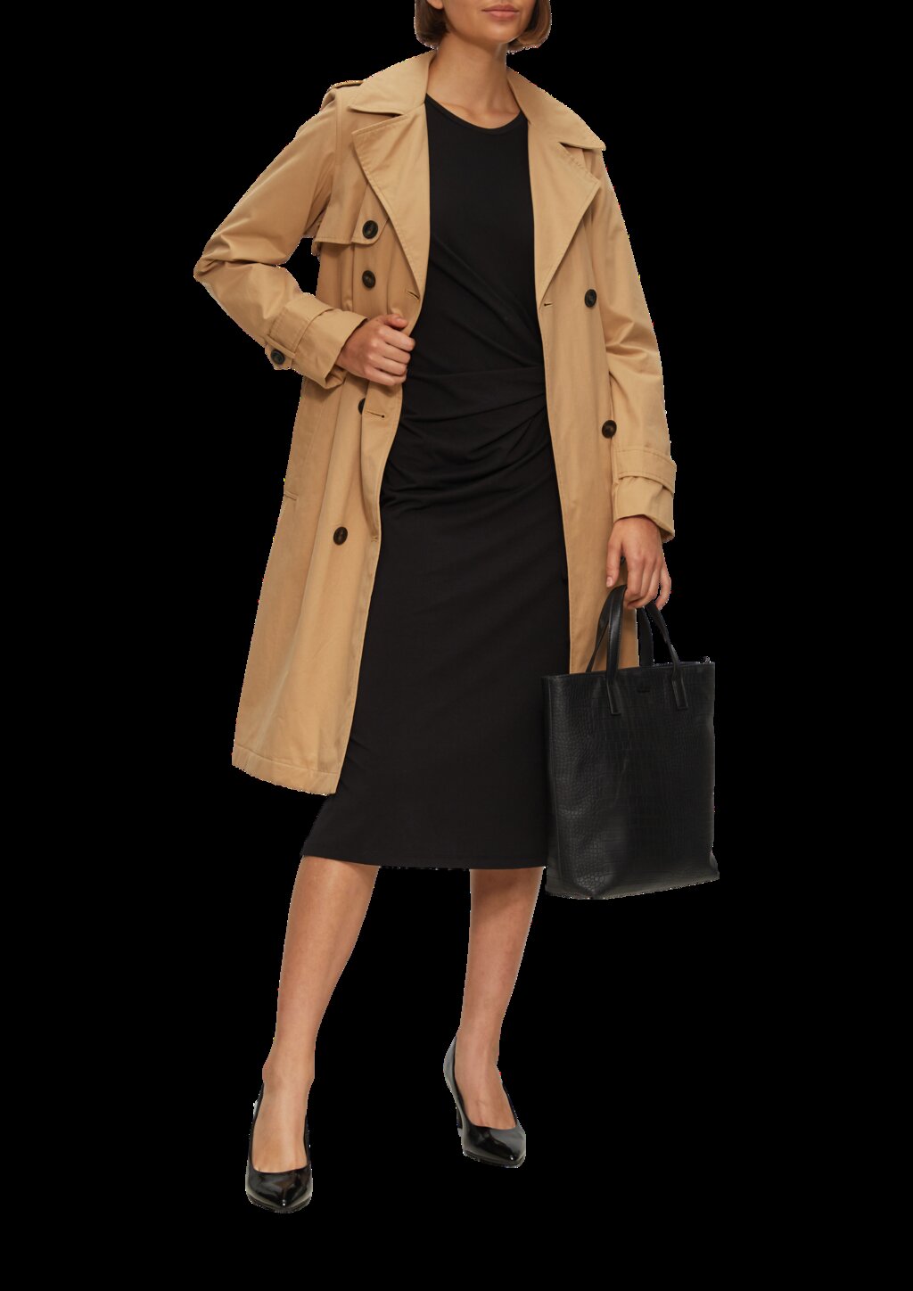 Midikleid aus Baumwollstretch mit Knotendetail