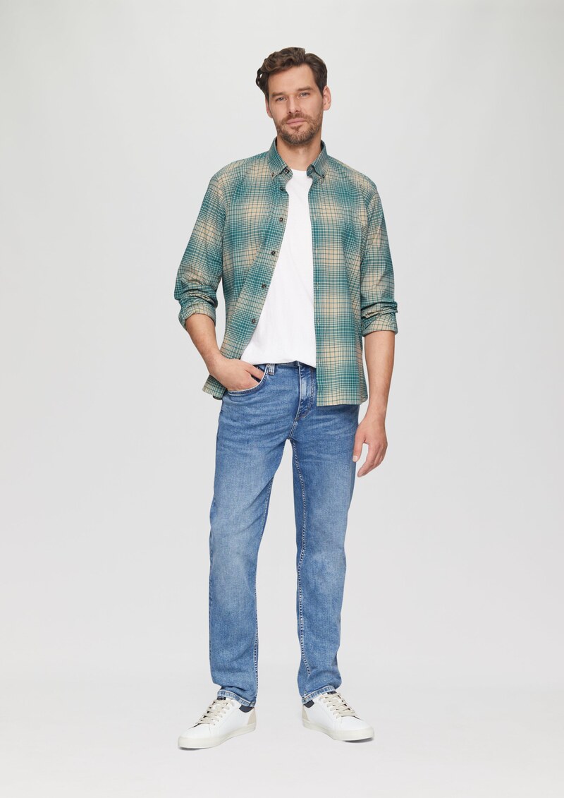 Regular Fit: Hemd aus Baumwollstretch mit Button-Down-Kragen