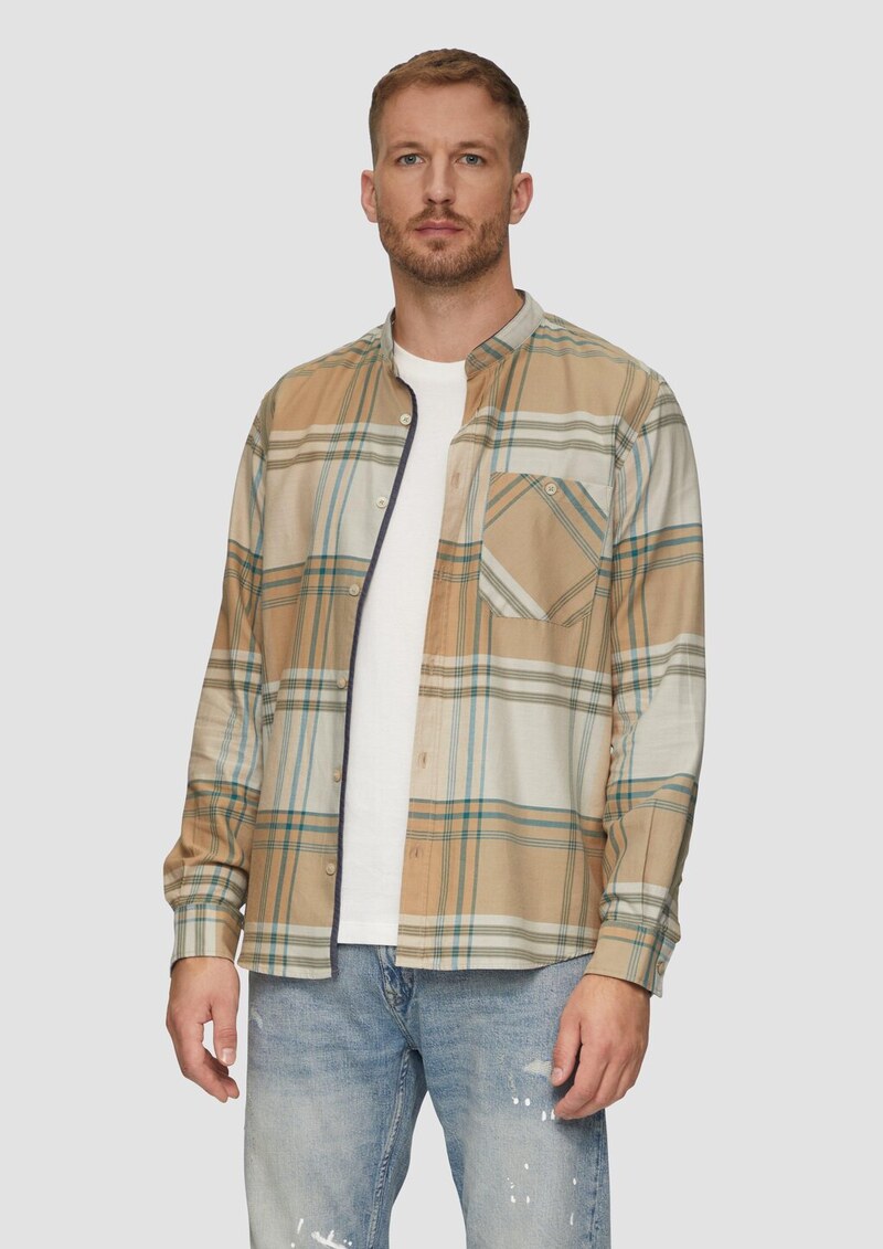 Regular Fit: Softes Karohemd mit Stehkragen