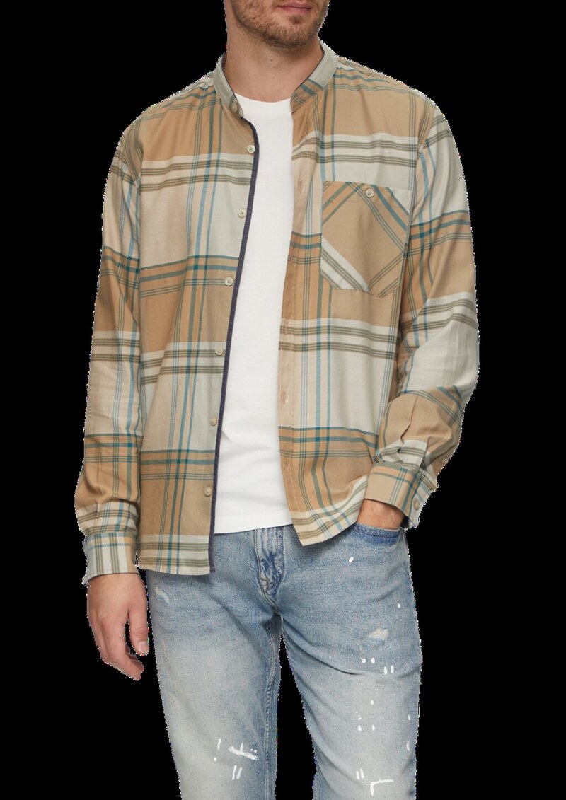 Regular Fit: Softes Karohemd mit Stehkragen