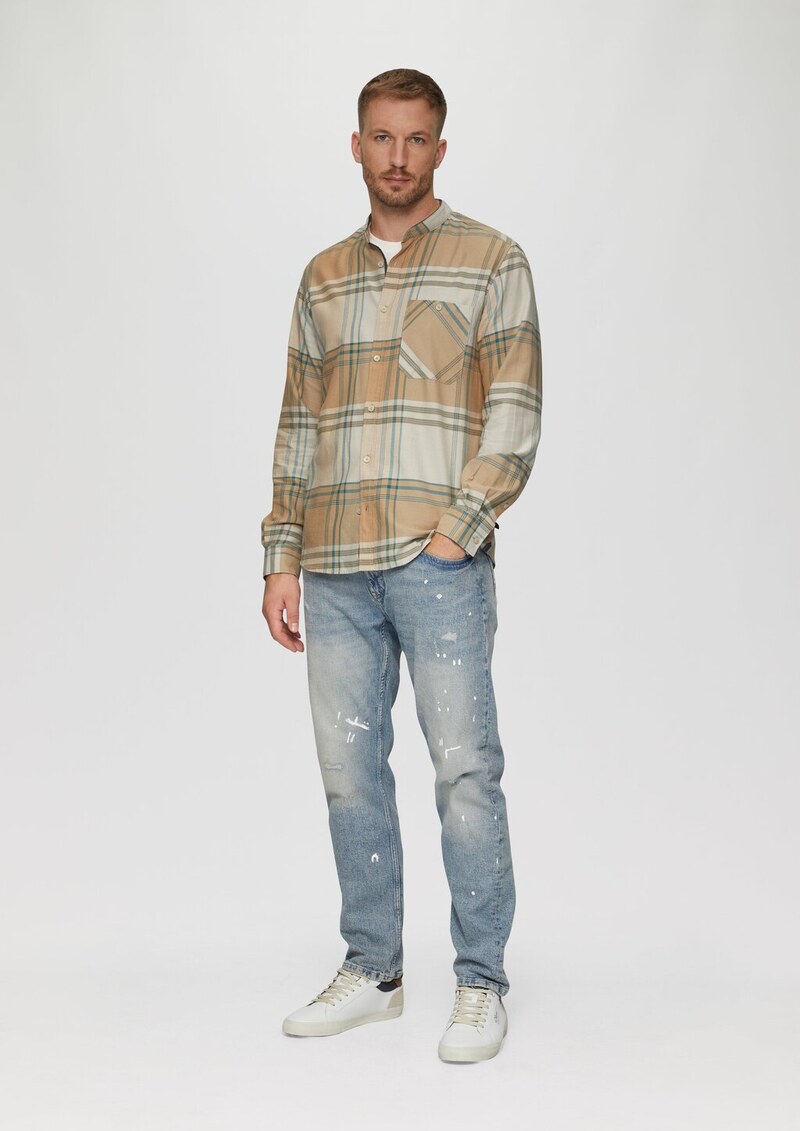 Regular Fit: Softes Karohemd mit Stehkragen