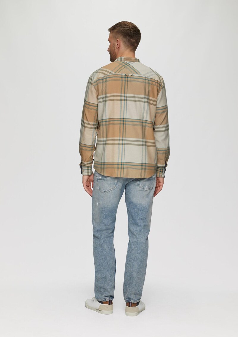 Regular Fit: Softes Karohemd mit Stehkragen