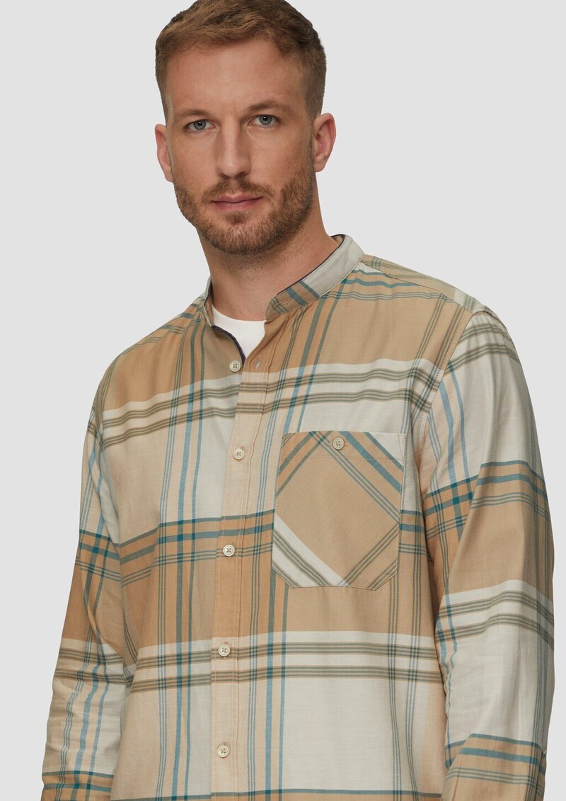 Regular Fit: Softes Karohemd mit Stehkragen