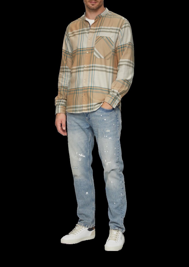 Regular Fit: Softes Karohemd mit Stehkragen