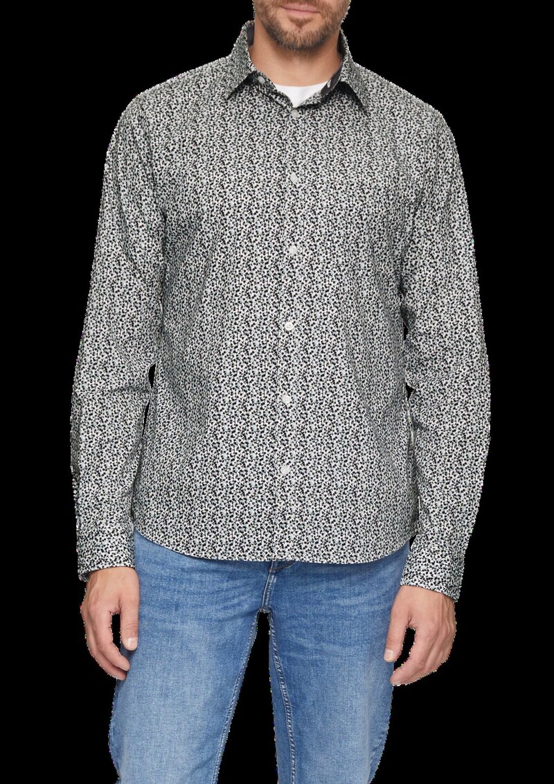 Slim Fit: Gemustertes Hemd mit Kentkragen