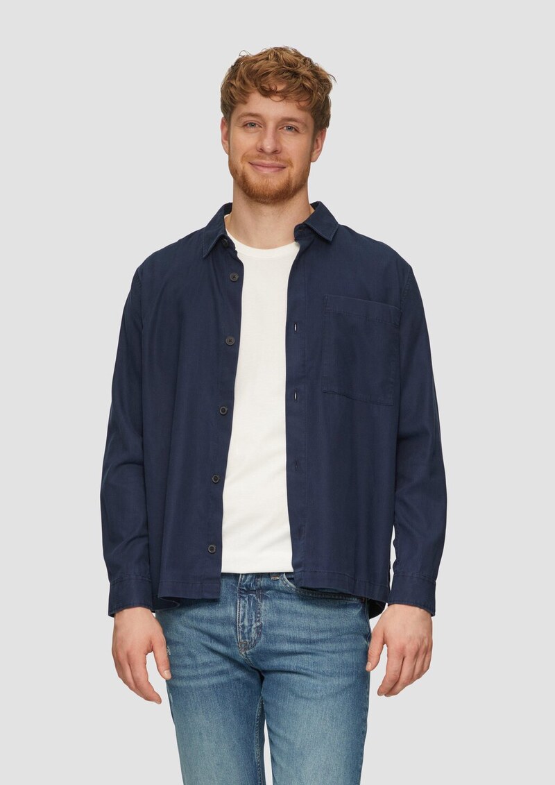 Lässiges Overshirt mit Fischgrat-Struktur