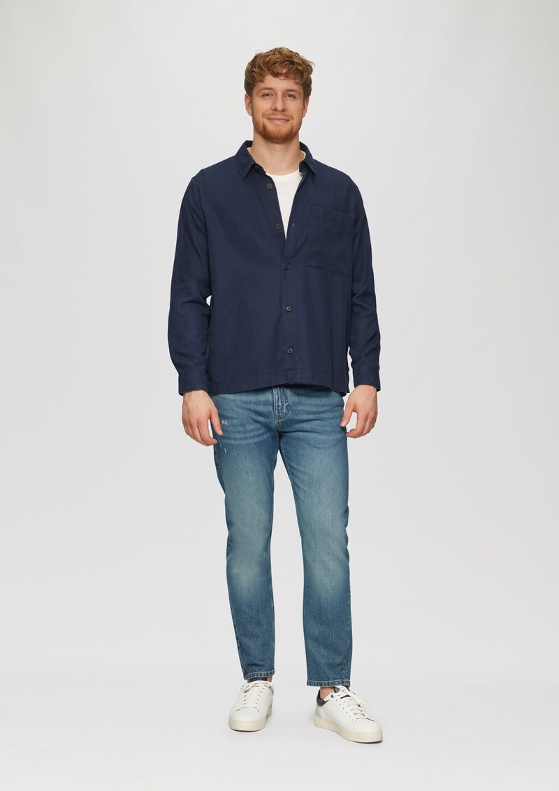 Lässiges Overshirt mit Fischgrat-Struktur