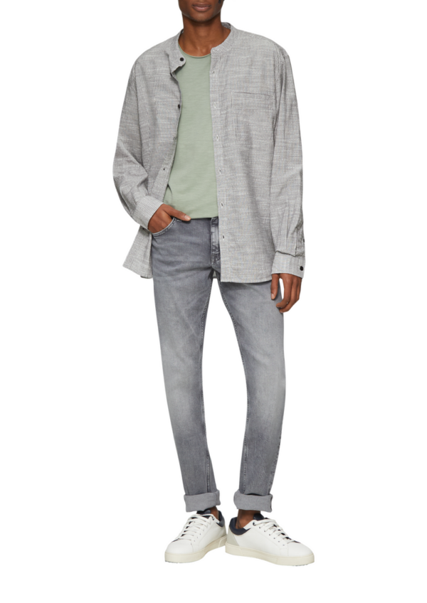 Regular Fit: Baumwollhemd mit Stehkragen