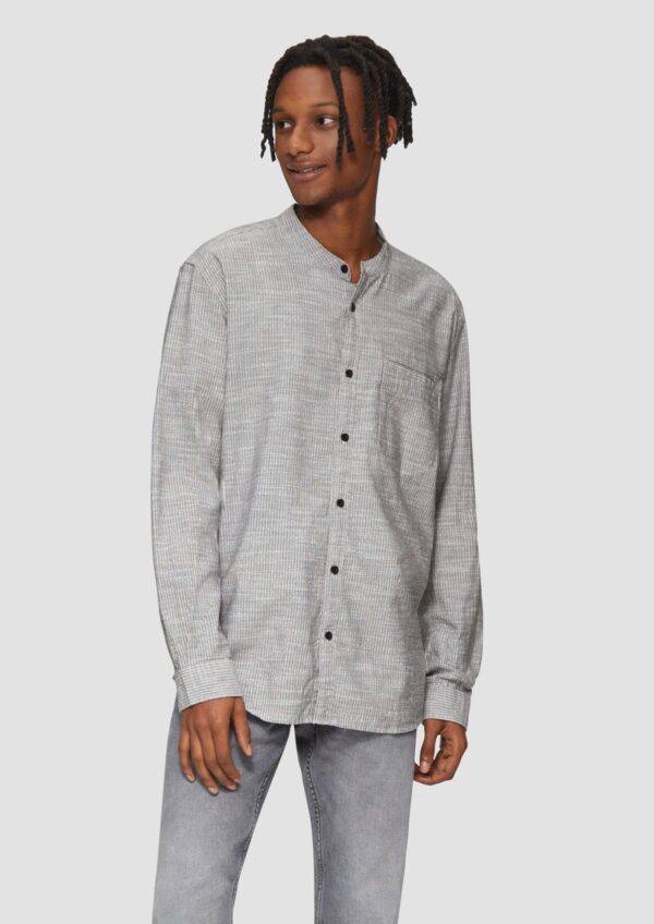 Regular Fit: Baumwollhemd mit Stehkragen