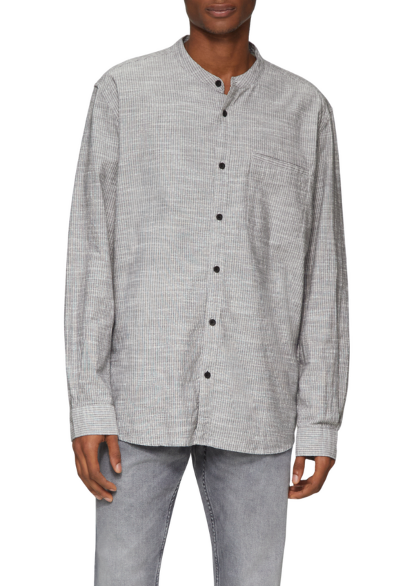 Regular Fit: Baumwollhemd mit Stehkragen