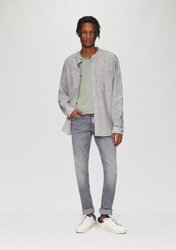 Regular Fit: Baumwollhemd mit Stehkragen