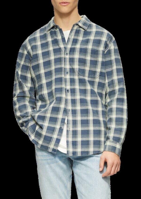 Regular Fit: Gewaschenes Flanell-Hemd mit Karo-Muster