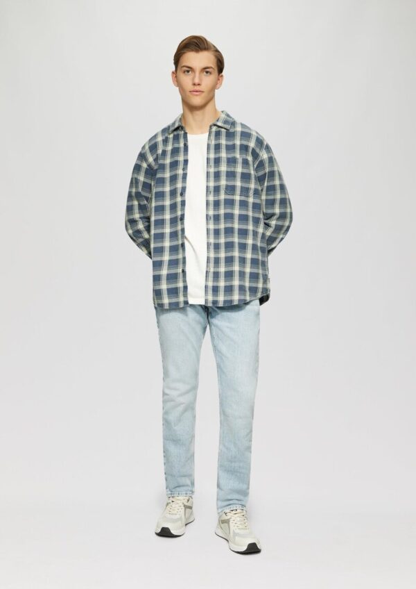 Regular Fit: Gewaschenes Flanell-Hemd mit Karo-Muster