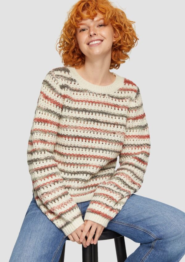 Gestreifter Pullover aus Ajour-Strick
