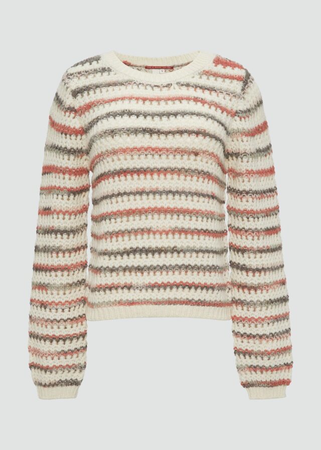 Gestreifter Pullover aus Ajour-Strick