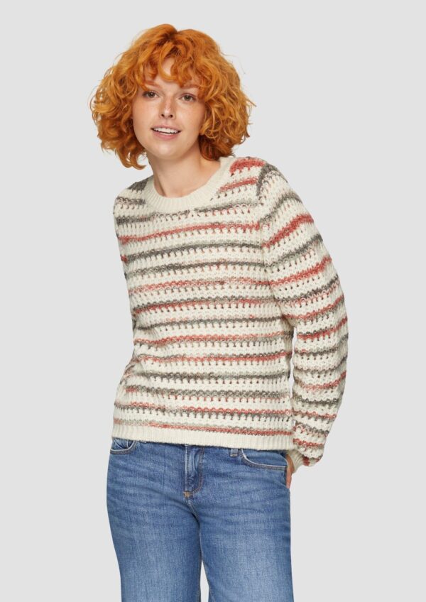 Gestreifter Pullover aus Ajour-Strick