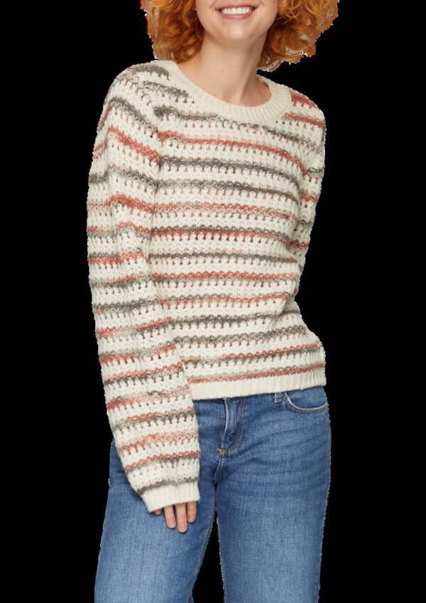 Gestreifter Pullover aus Ajour-Strick