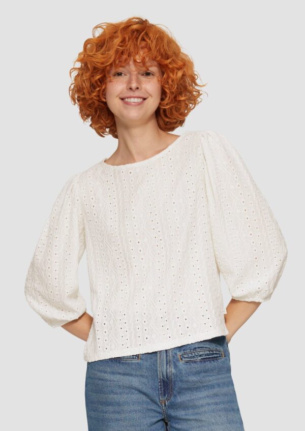 Jacquard-Shirt mit 3/4-Ärmeln