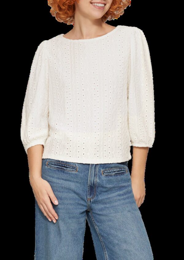 Jacquard-Shirt mit 3/4-Ärmeln